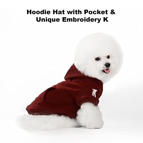 Dog Hoodie Fleece Puppy Clothes Warm Sweater with Hat for Small Dogs Cat Hooded Shirt Kitten Pet Basic Hoodies Sweatshirt with Pocket Doggie Soft Winter Coat Apparel (XL-(15~24lb) | Chest(~20.8") / Red)