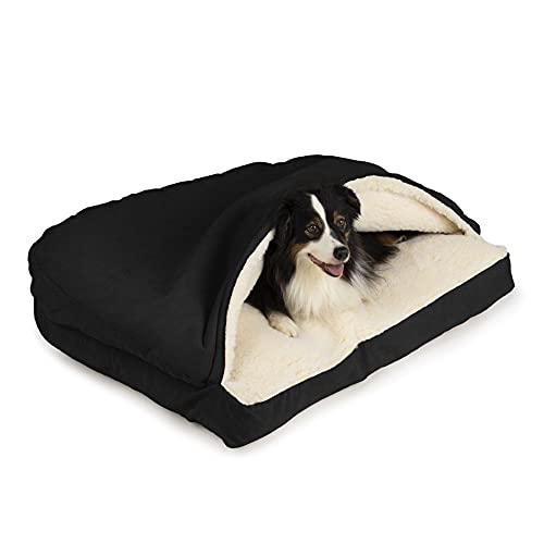 Rectangle Cozy Cave Dog Bed (Black / Small)