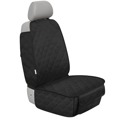 Front Seat Cover for Dogs with Side Flaps (1_Pack / Black)