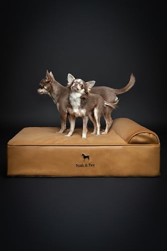 Dog Bed 28x23x7.5 Inch (Vegan Leather - Camel / Medium)