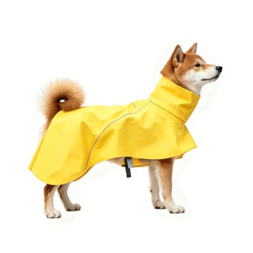 Dog Raincoat Adjustable Pet Water Proof Clothes Lightweight Rain Jacket with Strip Reflective (Medium)