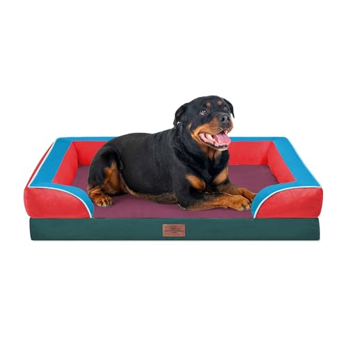 Orthopedic Dog Bed for Extra Large Dogs with Bolster (45.0"L x 35.0"W x 8.5"Th / San Francisco)