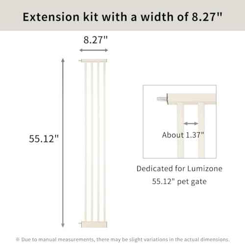 55.12" Extra Tall Pet Gate Extension Kit 8.27" Wide Cream (55.12" H-cream / 8.27" W, Extension)