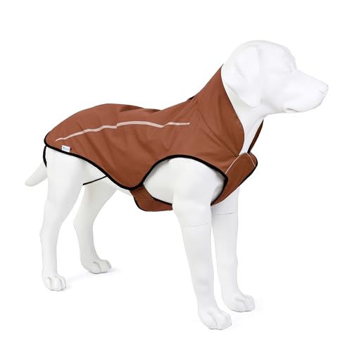Dog Raincoat Adjustable Waterproof Reflective Rain Jacket for Small Medium Large Dogs (L Chest 32"-40" / Brown)