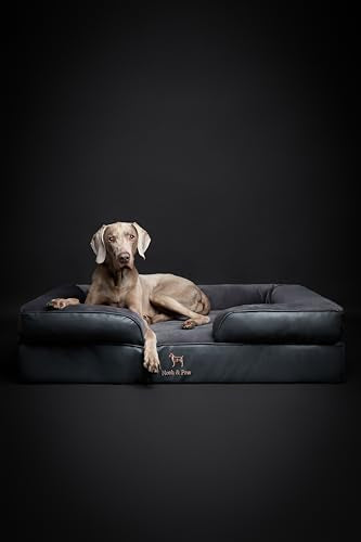 XL Dog Bed 45x35x11 Inch (Vegan Leather - Charcoal / X-Large)