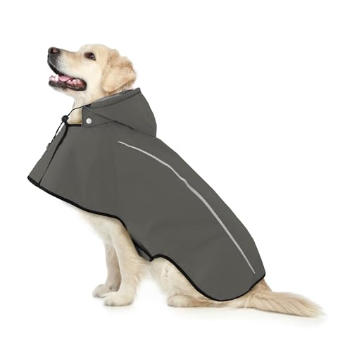 Dog Raincoat Adjustable Waterproof Pet Rain Jacket (Gray / Large)