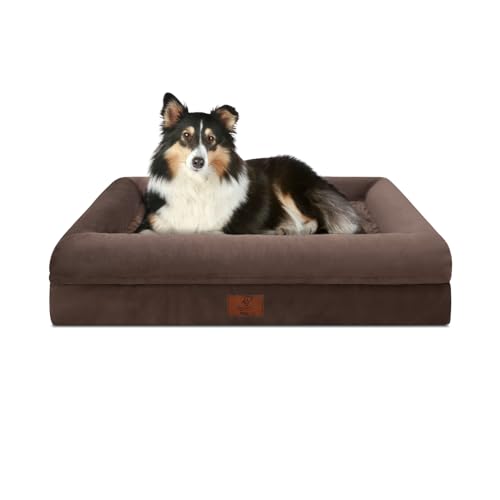 Orthopedic Dog Bed Waterproof Pet Sofa for Large Sized Dogs (Coffee / 36.0"L x 27.0"W x 7"Th)