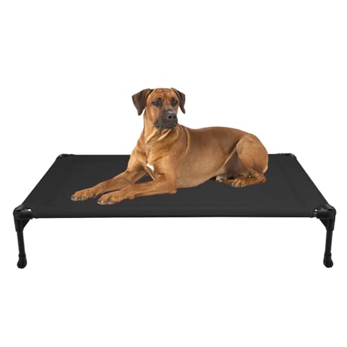 Outdoor Elevated Dog Bed Large Sized Dogs (42.0"L x 30.0"W x 7.0"Th / Black)