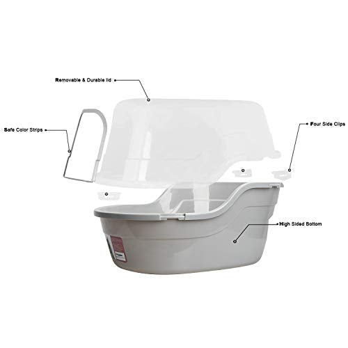 Jumbo Hooded Cat Litter Box (Grey)