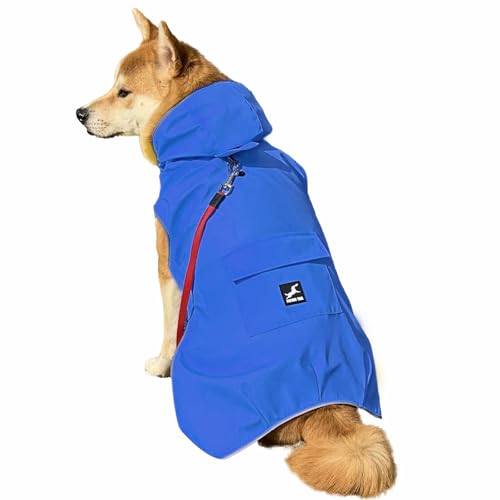 Easy Sporting Dog Raincoat with Soft Non (Large / Blue)