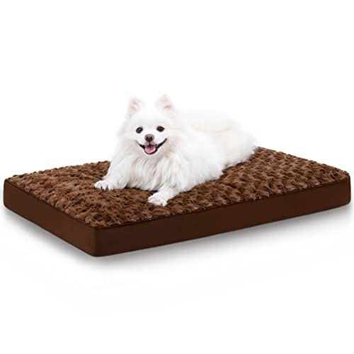 Washable Dog Bed for Crate Waterproof for Medium Dogs (Brown / 29.0"L x 18.0"W x 3.0"Th)