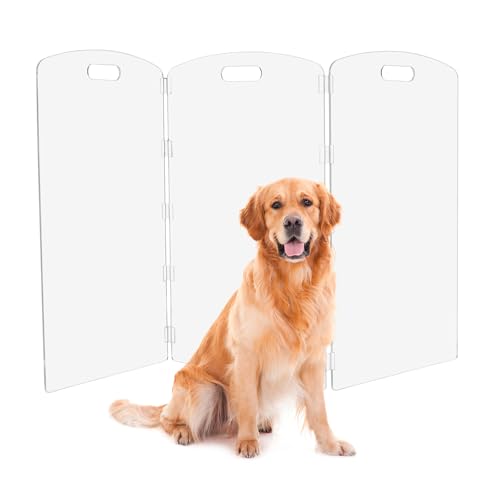 Modern Frame Clear Acrylic Freestanding Dog Gate (32" Height-3 Panel)