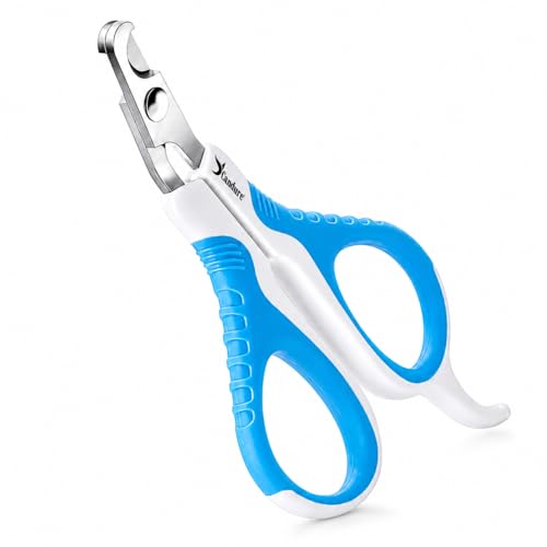 Cat Nail Clipper Stainless Steel Cat Claw Trimmers for Rabbits (White & Blue / Small Pets)