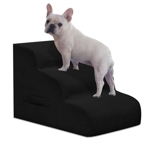 3 Step Dog Stairs Pet Ramp for High Beds (Black / 3-Step 16"H)