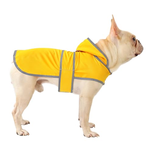 Dog Raincoat Waterproof Dog Rain Jacket with Hood (Yellow / Medium)