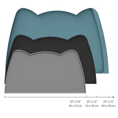 Cat Food Mat Silicone Pet Feeding Mat (18"L x 10"W / Dark Grey)