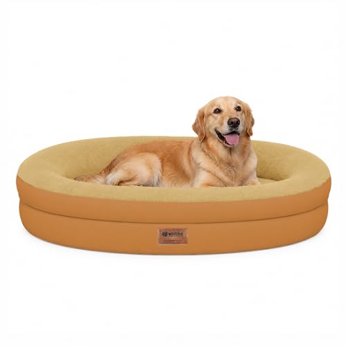Waterproof Orthopedic Dog Bed for Large Dogs (Orange / 44"L x 32"W x 7.5"Th)