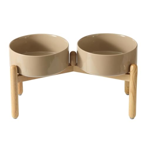 Ceramic Dog Bowls Elevated (Greige)