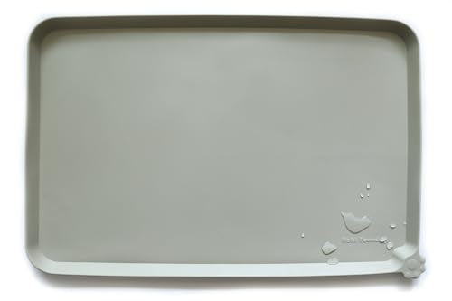 Large Silicone Non Slip Pet Food Mats (24" x 16" / Cream Green)