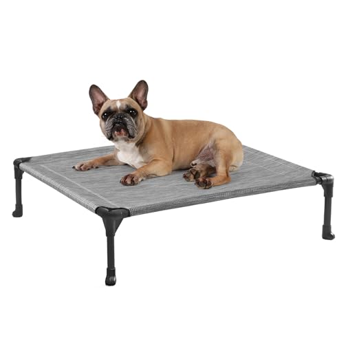 Outdoor Elevated Dog Bed for Medium Dogs (32.0"L x 25.0"W x 7.0"Th / Black Silver)