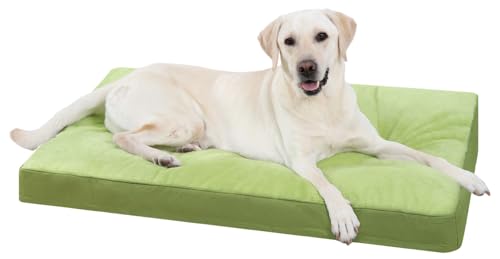 Waterproof Large Dog Bed for Crate with Washable Cover (35.0"L x 22.0"W x 3.0"Th / Green)