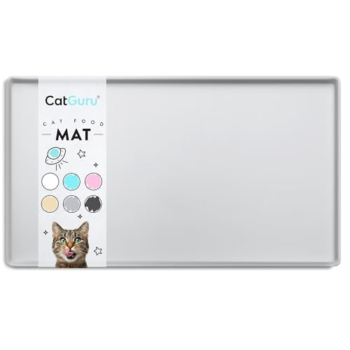 Premium Cat Food Mat (S: 19" x 11" / Silver)