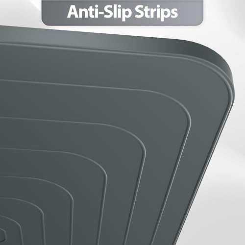 Silicone Dog Cat Food Mat Extra Thick Raised Edge (Gray / 24"L x 16"W)