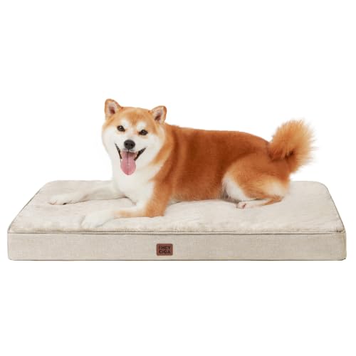 Large Memory Foam Dog Crate Bed Washable (Beige / 35*23*3 Inches)