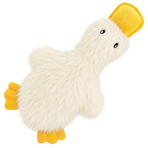 Interactive Squeaky Dog Toy (Crinkle Duck (White) / Large)