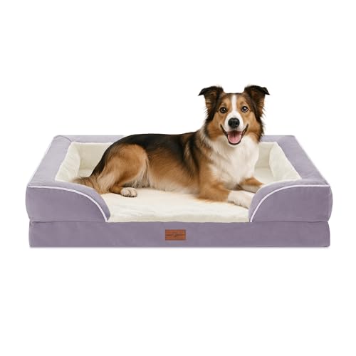 Waterproof Orthopedic Dog Beds for Large Sized Dog (38.0"L x 25.0"W x 7.0"Th / Purple)