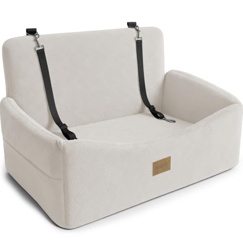 Dog Car Seat for Large Medium Sized Dogs Under 55 lbs (Beige / Medium/Large)