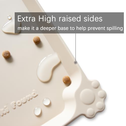 L Silicone Non Slip Pet Dog Cat Bowl Mats (22" x 14" / PapayaWhip)