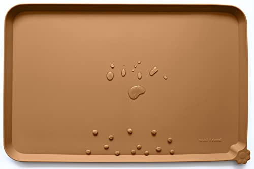 Large Silicone Pet Food Mats Tray (24" x 16" / Butterscotch)