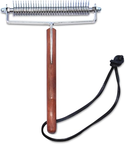 Triple Wide Dematting Undercoat Grooming Rake Stripper Tool for Horses (30 Blade Heavy Coat / Brown)