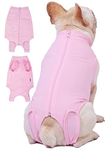 Dog Surgery Recovery Suit (XS(Back 8 - 10" Chest 12 - 14" Weight 4 - 8lb) / Pink Suit)
