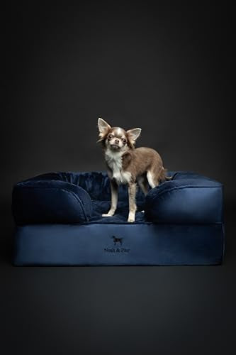 Dog Bed 28x23x11 Inch (Velvet - Navy Blue / Medium)