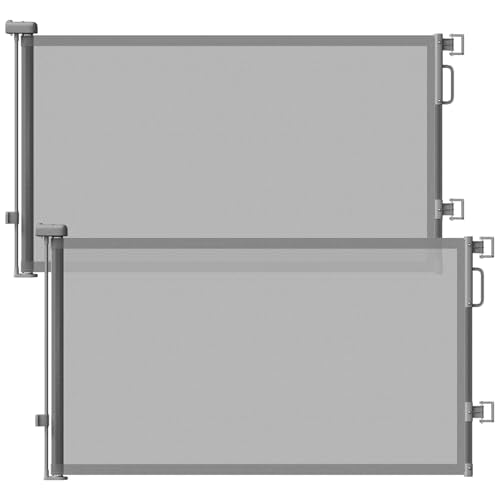 2Pack Retractable Baby Gates for Stair (Gray / 34" Tall x 58" Wide (2Pack))