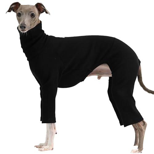 D Doggy Star Italian Greyhound Clothes Stretchable Onesie Whippet for Dog (2XL / Ribbed Black)
