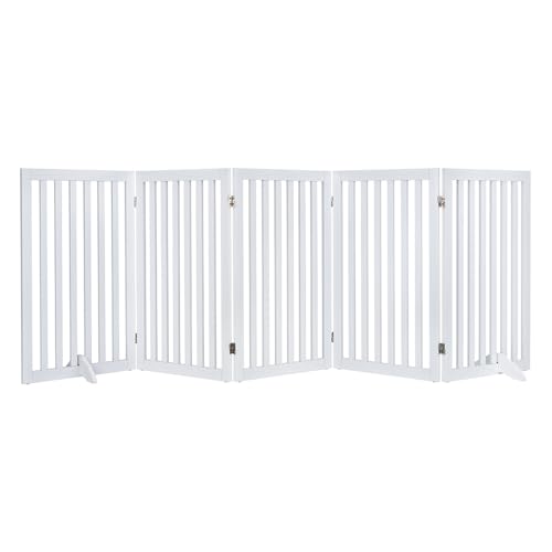 36”H Free Standing Pet Gate for Dog Cat (White / 100"W×36"H)