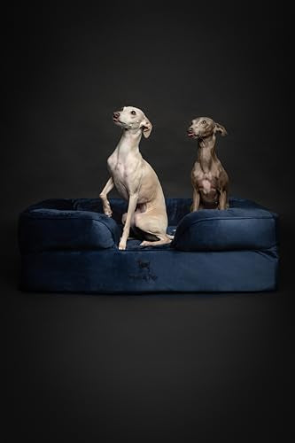 Large Dog Bed (Velvet - Navy Blue / Large)