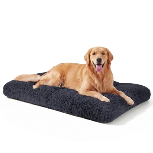 Large Dog Bed Crate Pad (40.0"L x 27.0"W x 4.0"Th / Dark Grey)