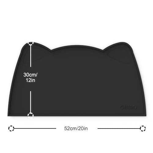 Cat Food Mat Silicone Pet Feeding Mat (20"L x 12"W / Black)