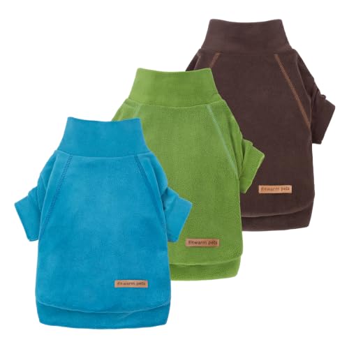 3 Pack Turtleneck Fleece Dog Sweater (X-Large / Bright Blue Green Brown)