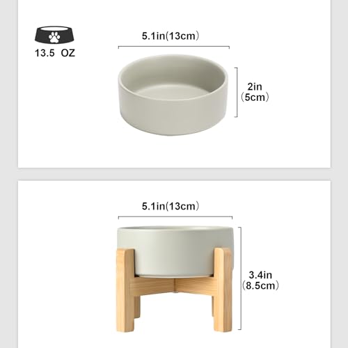 Ceramic Elevated Dog Bowls 2 Pack (Small - 1.7 CUPS*2 / Grey)