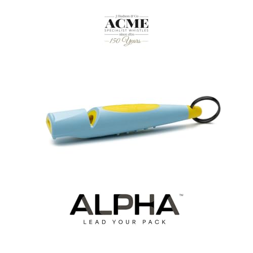 Alpha 211.5 Professional Dog Training Whistle with Enhanced Ergonomic Grip. BPA (Baby Blue on Yellow)