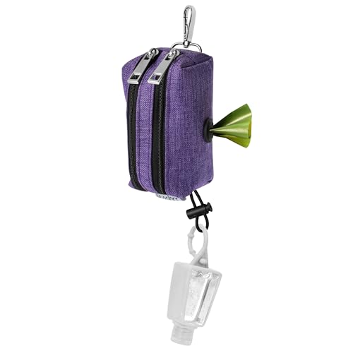Dog Poop Bag Holder for Leashes and Treat Holder with 2 Waterproof Pouches (Teal)