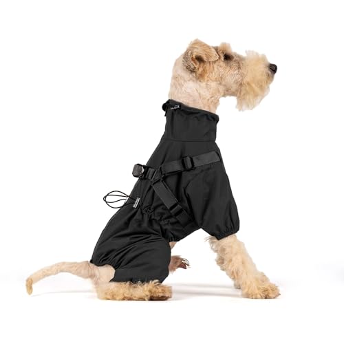 Waterproof Dog Raincoat (M Back Length 14.6" / Black)