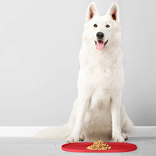 Dog Food Mat Waterproof Dog Bowl Mat (19x11 Inch (Pack of 1) / Red)