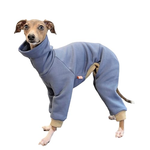 D Doggy Star Italian Greyhound Clothes Stretchy Fleeced Lining Simple Onesie Whippet for Dog Coat (XL / Simple Blue)