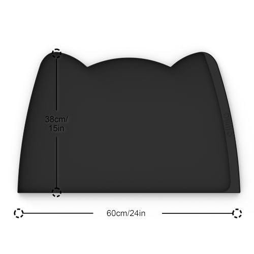 Large Dog Food Mat (24"L x 15"W / Black)